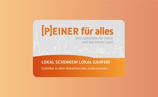 Das Bild zeigt die Frontansicht des Stadtgutschein Peiner für alles. 