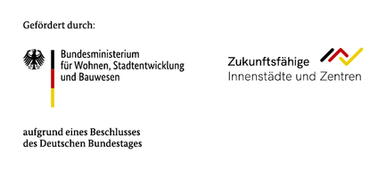 Das Bild zeigt das Logo des Förderpogramms Zukunftsfähige Innenstädte und Zentren. 