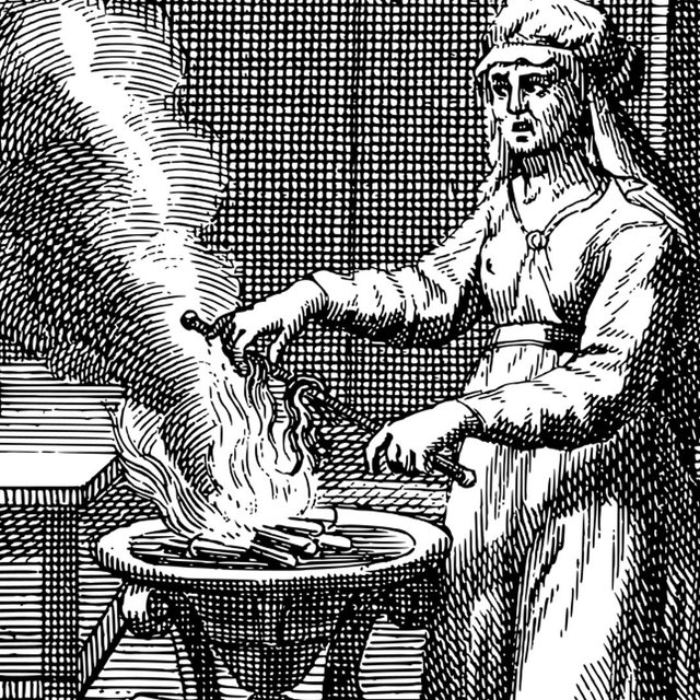 Historische Darstellung einer Hexenverfolgung als Holzstich mit Frau am Scheiterhaufen – Symbolbild zur Geschichte und Stadtführung in Peine.