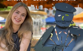 Motiv zum Podcast „Peine, was geht?“ mit Moderatorin Greta Kortenacker, der Lifestyle, Menschen und besondere Orte aus Peine in den Fokus stellt.